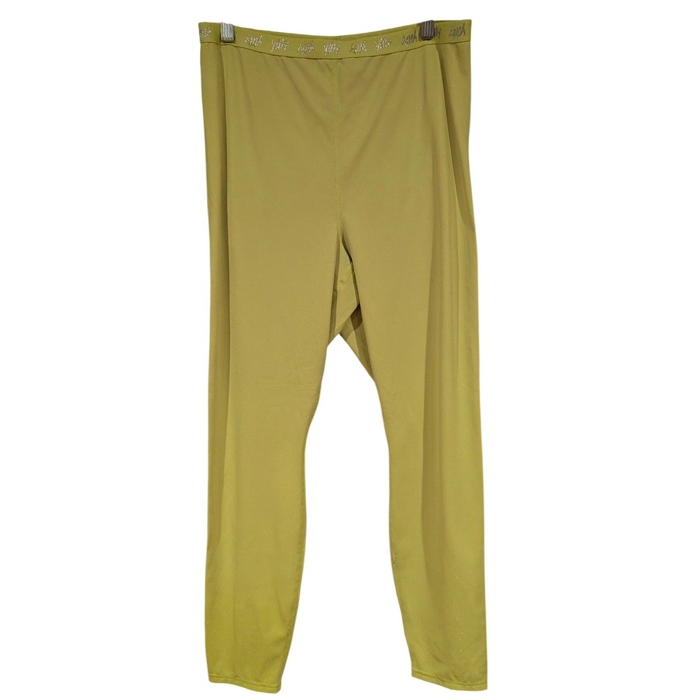 Yitty Lizzo Neon Yellow Metallic‎ Shimmer Scrunch Back Leggings XL Rouched